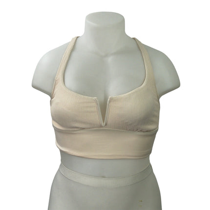 NEW Sanctuary Swim Cream Sleeveless Cutout Racerback Beach Bralette Tank Top L