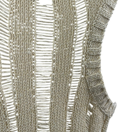 Club Monaco Beige Crochet Rib Open Knit Sleeveless Racerback Tank Top Size S