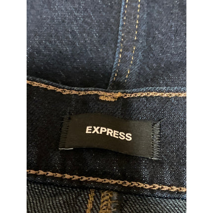 Express Blue High Waisted Front Slit Midi Cargo A-line Denim Jeans Skirt Size 12