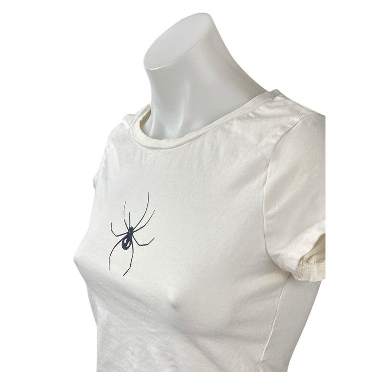 Princess Polly Womens White Spider Short Sleeve Baby Tee T Shirt Crop Top Size 6