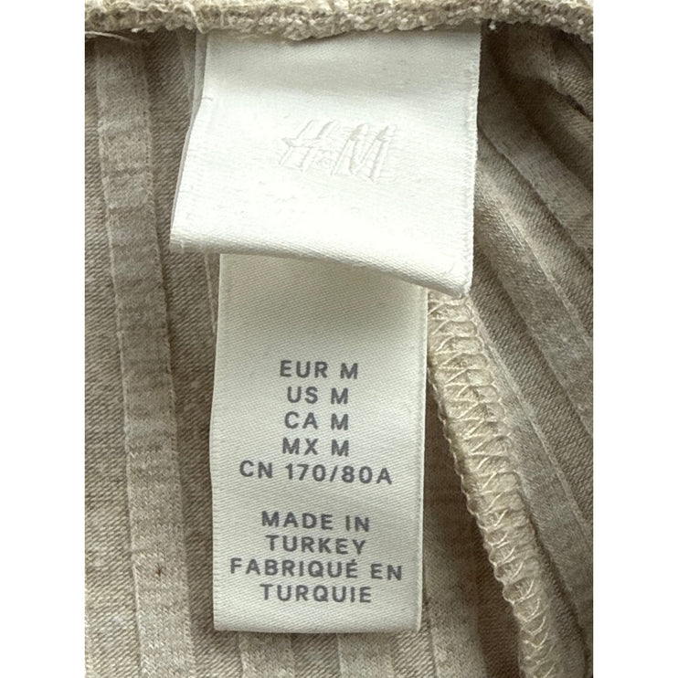 H&M Women's Beige Ribbed Knit High Rise Flare Lounge Trousers Pants Size M