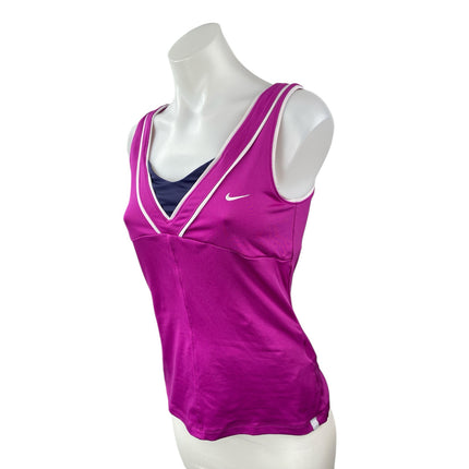 Nike Dri Fit Smash Classic Purple V Neck Yoga Workout Athletic Tank Top Size M