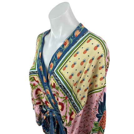 Farm Rio Kimono Sonho Belo Farm Fruits Paisley Tie Waist Blouse Top One Size