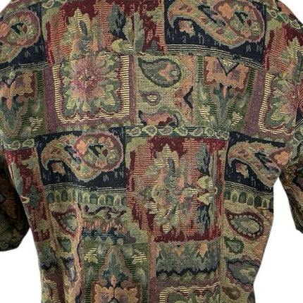 Asos Men's Multicolor Boxy Paisley Tapestry Short Sleeve Button Down Shacket M