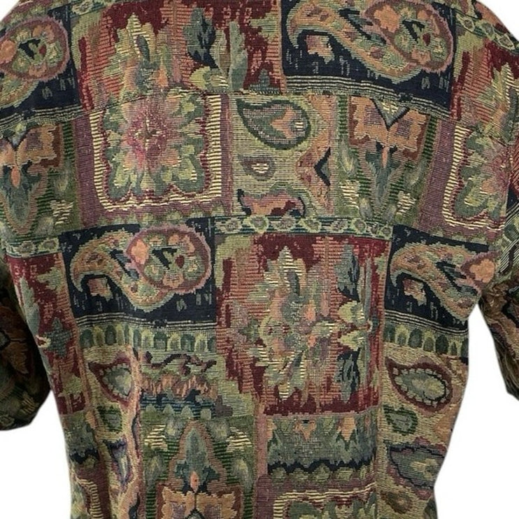 Asos Men's Multicolor Boxy Paisley Tapestry Short Sleeve Button Down Shacket M