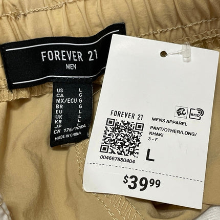 NEW Forever 21 Men's Khaki Tan Multi Zip Pocket Utility Cargo Jogger Pants Sz L