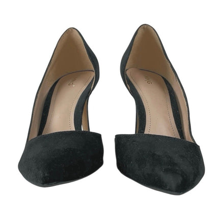 MNG Mango Audrey Black Pointed Toe Stiletto Heels Half D'Orsay Pumps Shoes Sz 36