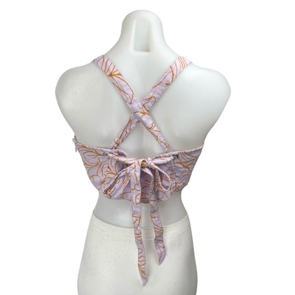 Jonathan Simkhai Tilly Purple Gold Floral Sleeveless Tie Back Cami Crop Top Sz M