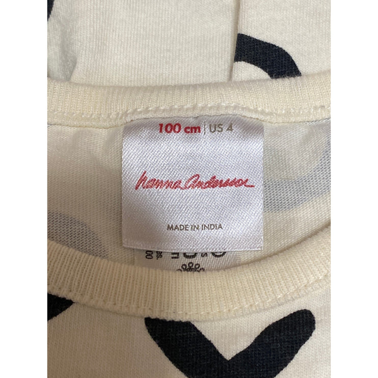 Hanna Andersson Cream Heart Print Pocket Long Sleeve Mini SkaterA-Line Dress 4