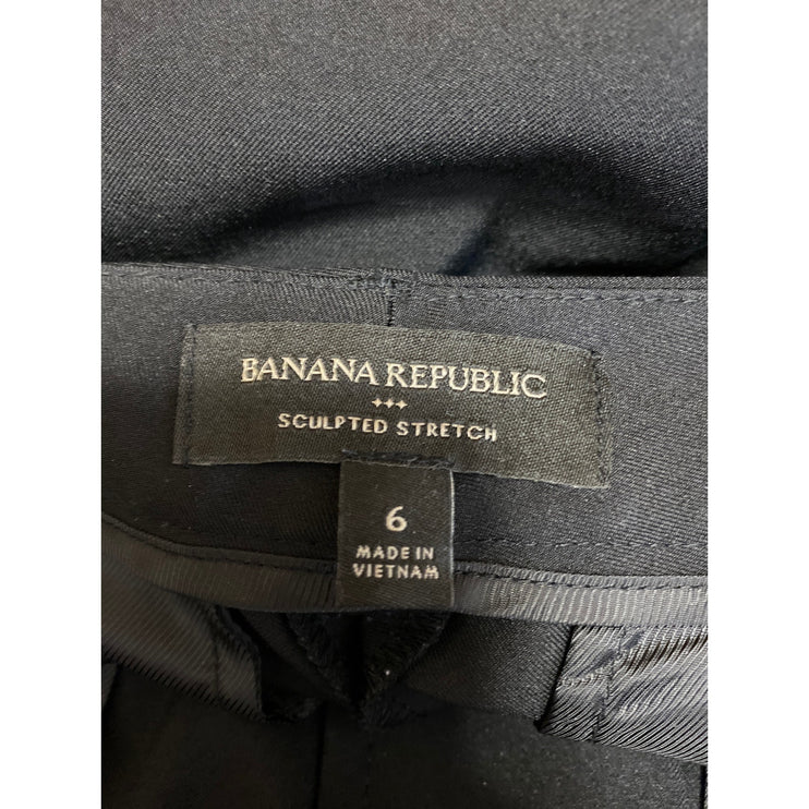 Banana Republic Sculpted Black High Rise Straight Wide Trousers Dress Pants Sz 6