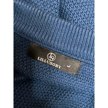 Lillusory Women's Blue Waffle Knit Button Long Sleeve Henley Sweater Top Size L