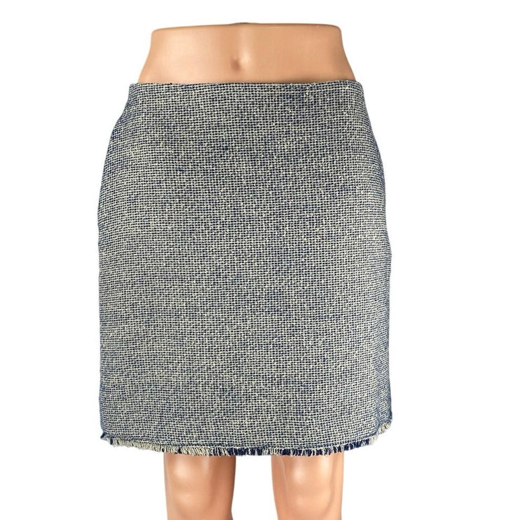 Banana Republic Women's Gray Blue Tweed High Waisted Mini Pencil Skirt Size 4