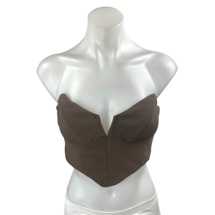 Princess Polly Brown Sleeveless Strapless Notch Bandeau Tube Crop Top Size 6