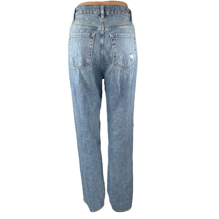 Pacsun 90's Boyfriend Blue Distressed High Waisted Straight Denim Jeans Pants 25
