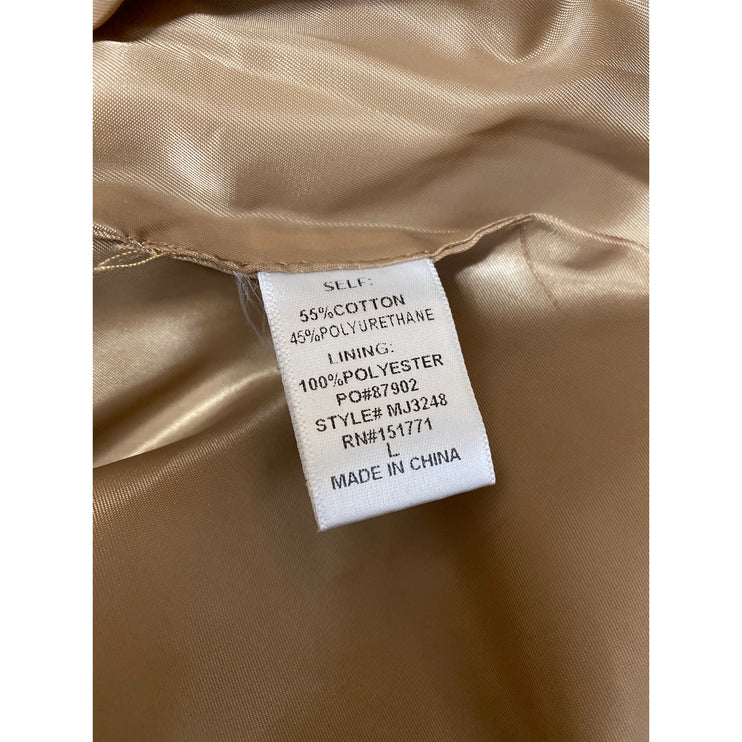 Le Lis Womens Brown Faux Leather Notched Collar Long Sleeve Blazer Coat Jacket L
