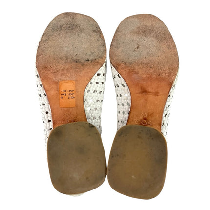 COS Women's White Weave Braided Leather Block Heel Slip-On Pumps Shoes 40 US 9