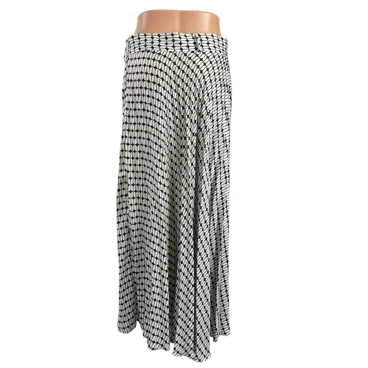 Zara Women's Black White Geometric High Waisted Full Swing Maxi Skirt Size L