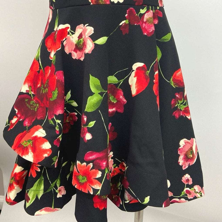 B. Darlin Black Red Strapless Sweetheart Tiered Fit And Flare Mini Dress Sz 7/8