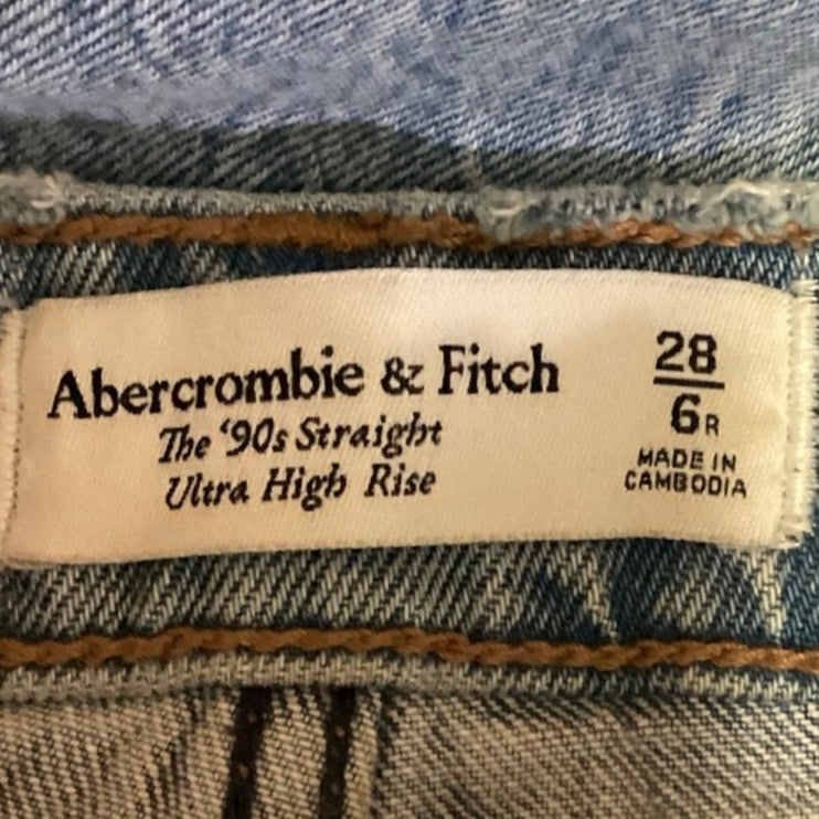 Abercrombie & Fitch The 90's Straight Women's Blue High Rise Denim Jeans Size 6