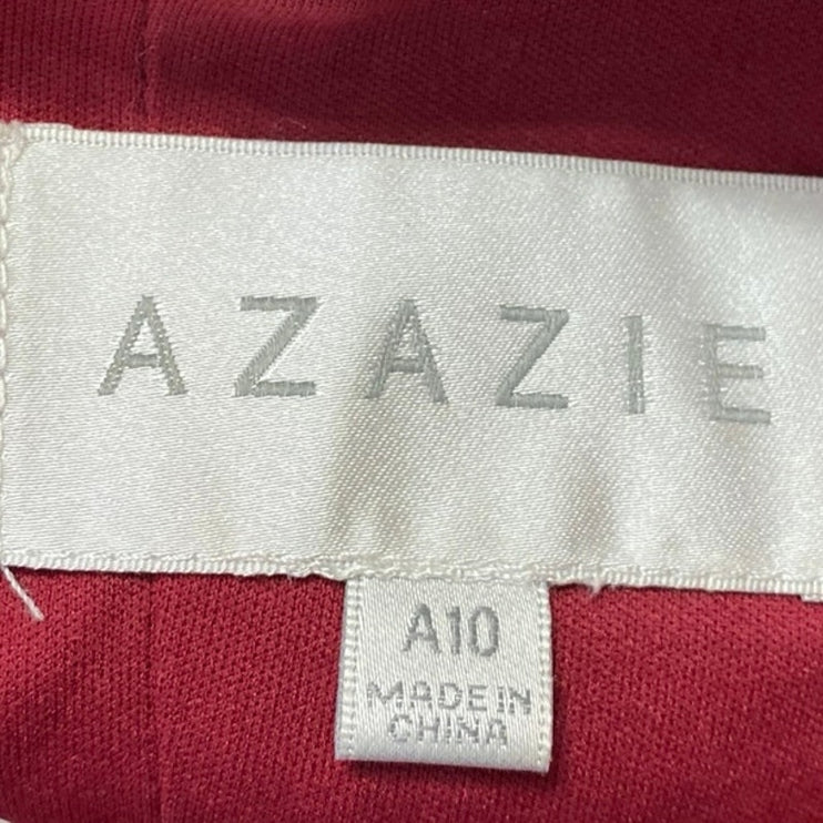 Azazie Red Velvet Velour One Shoulder Sleeveless Maxi Formal A-line Dress Sz 10