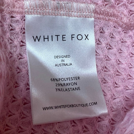 NEW White Fox Pink Crochet Ruffle Tie Front Peplum Crop Top & Mini Shorts Set XS