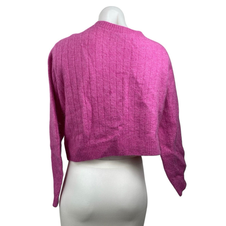 & Others Stories Womens Pink Wool Long Sleeve Button Down Cardigan Sweater Top S