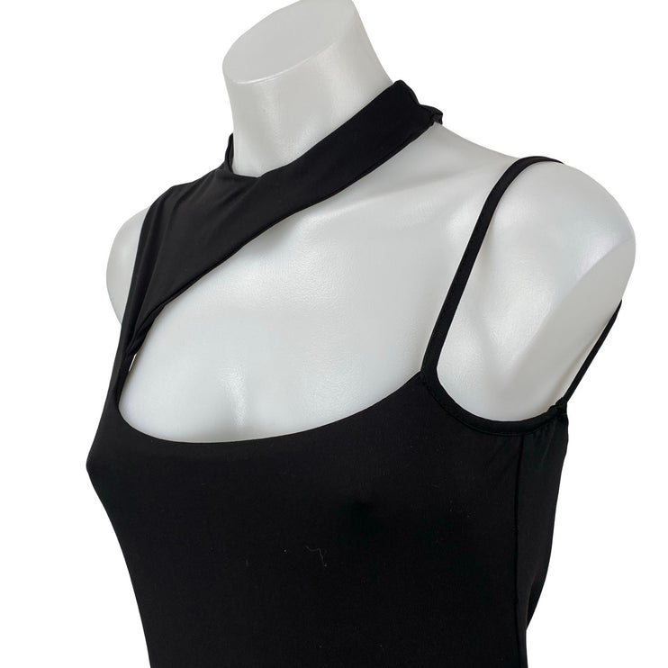 Princess Polly Womens Black Sleeveless Mock Neck Cutout Tank Bodysuit Top Size 8