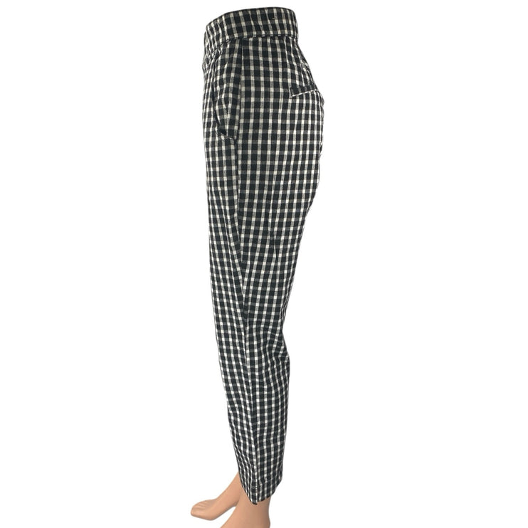 Hollister Black Plaid Checkered Straight Leg High Waist Trousers Dress Pants M