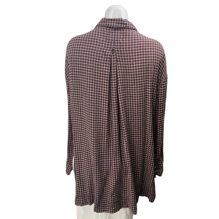 Urban Outfitters BDG Brown Checkered Plaid Long Sleeve Button Down Shirt Top S