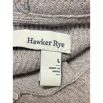 Hawker Rye Brown Tan Waffle Knit Hooded Long Sleeve Henley Sweatshirt Sweater L