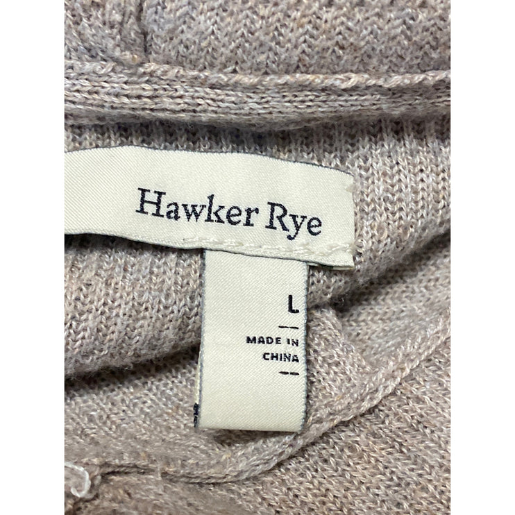 Hawker Rye Brown Tan Waffle Knit Hooded Long Sleeve Henley Sweatshirt Sweater L