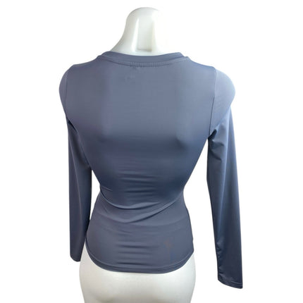 Princess Polly Women's Blue Long Sleeve Crew Neck Stretch T Shirt Tee Top Size 0