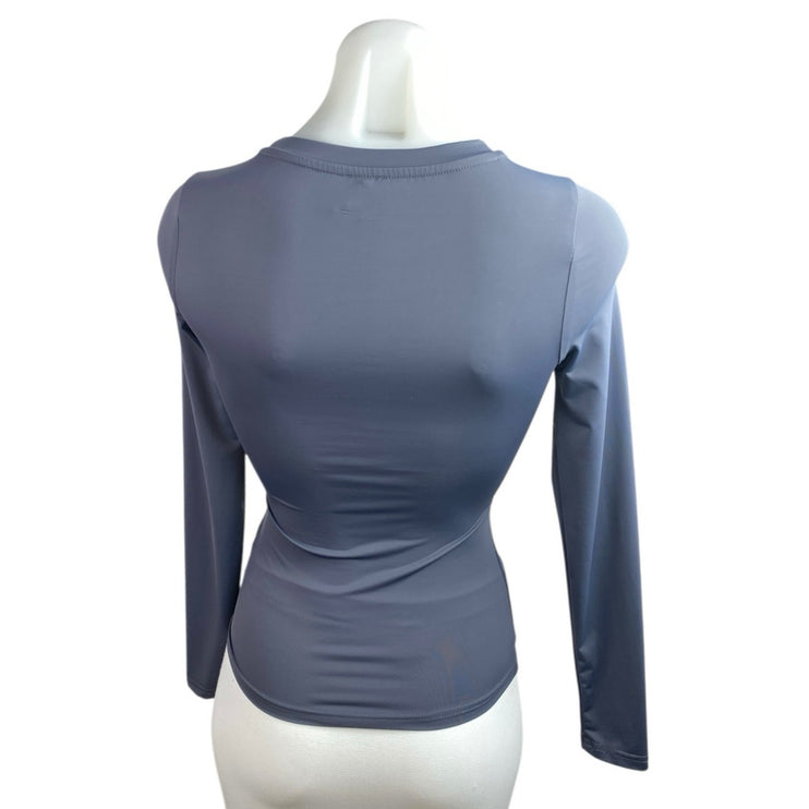 Princess Polly Women's Blue Long Sleeve Crew Neck Stretch T Shirt Tee Top Size 0
