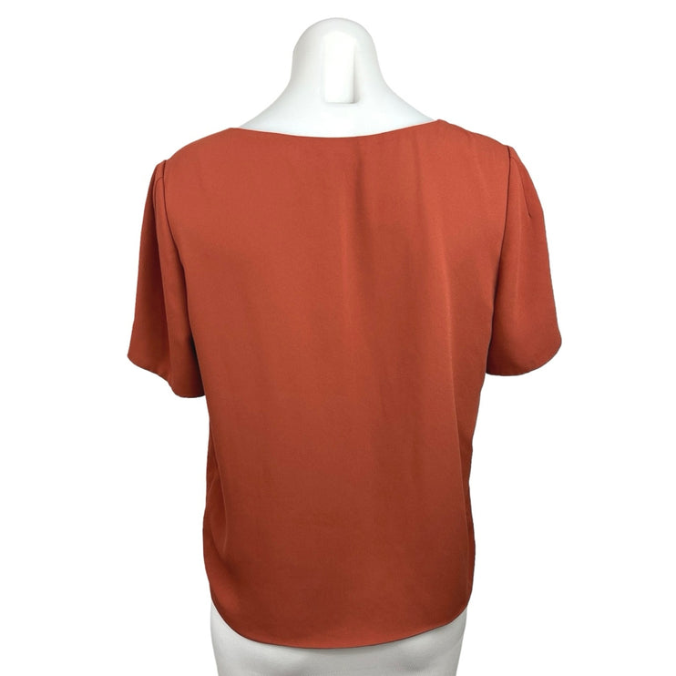 Forever 21 Contemporary Orange V Neck Short Sleeve Basic Tee T Shirt Top Size M