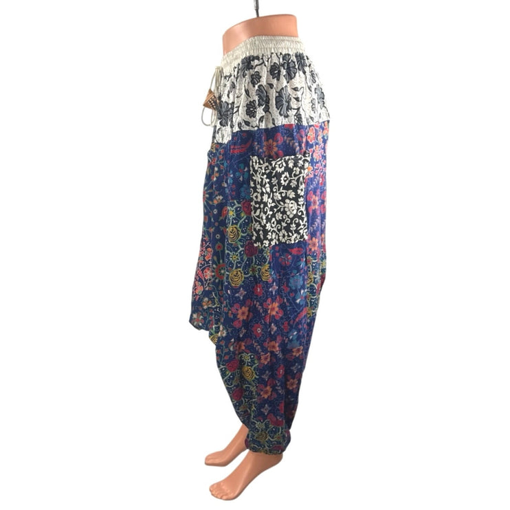 Unidiva Women's Multicolor Floral Patchwork Yoga Hippie Boho Harem Pants Size S