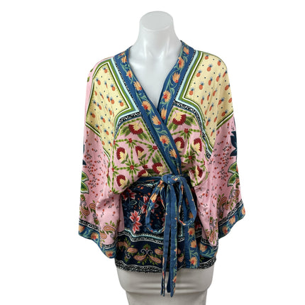 Farm Rio Kimono Sonho Belo Farm Fruits Paisley Tie Waist Blouse Top One Size