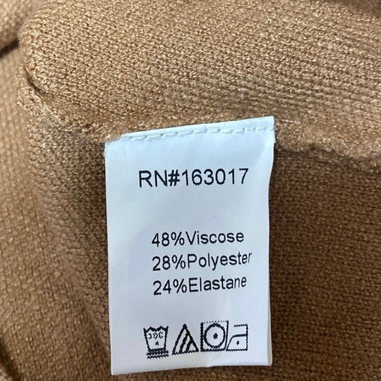 Princess Polly Tan Ribbed Knit Short Sleeve Mock Neck Sweater Crop Top Size XS/S