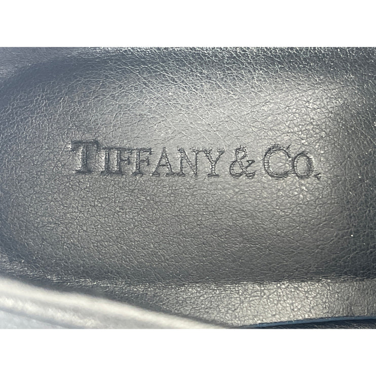 NEW Tiffany & Co Mens Black Leather Low Top Slip On Almond Toe Loafers Shoes 8.5