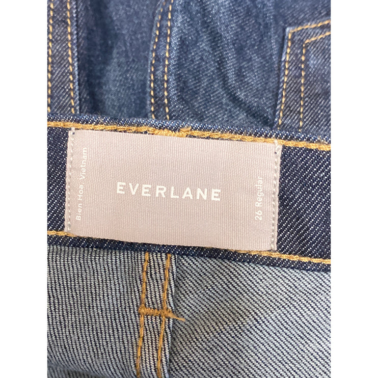 Everlane Women's Blue High Waisted Raw Hem Flared Bootcut Denim Jeans Size 26