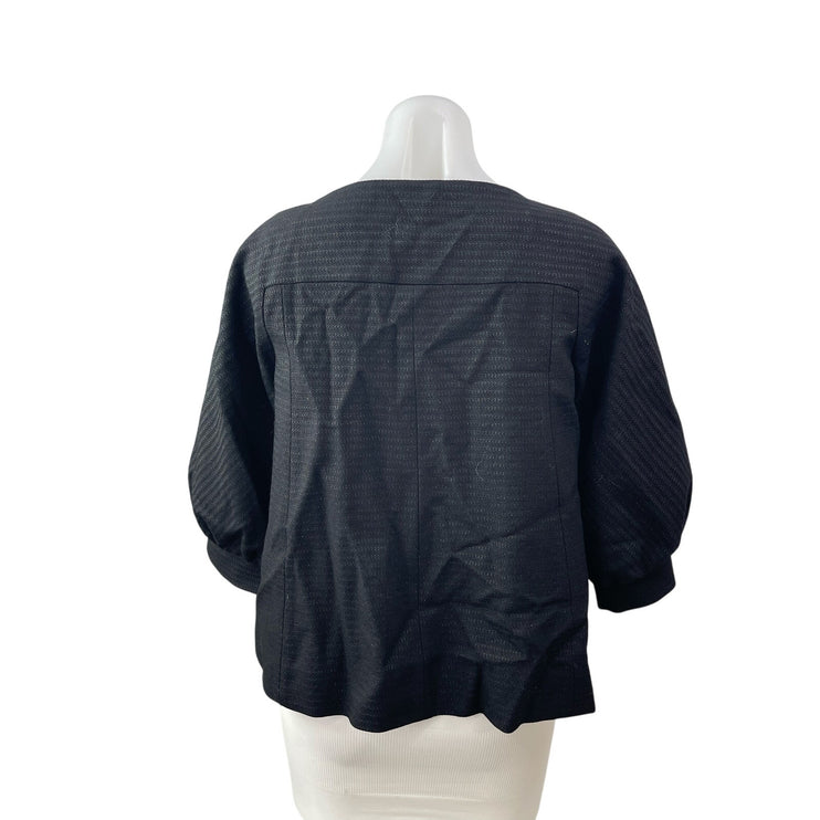 Moschino Wool Women's Black Tweed Balloon Sleeve Cropped Blazer Coat Jacket M/L