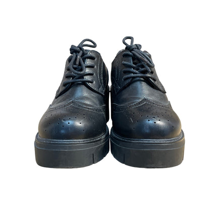 Swish Jeans Women's Black Faux Leather Vegan Lace Up Chunky Oxford Shoes Size 6