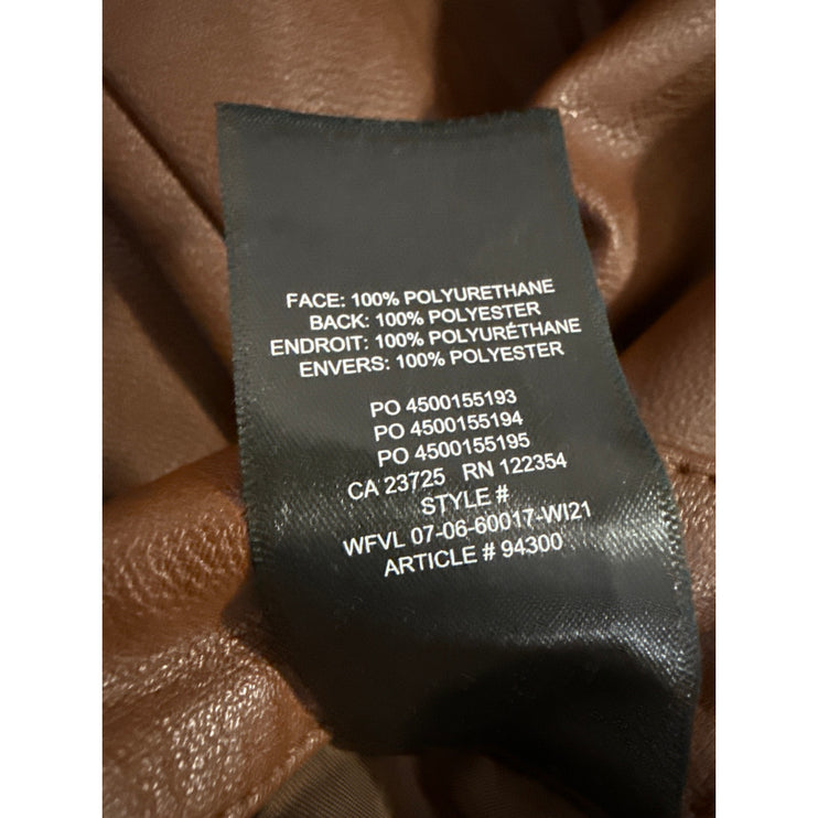 Aritzia Wilfred Free Women's Brown Faux Leather Vegan Carpenter Trousers Pants 2