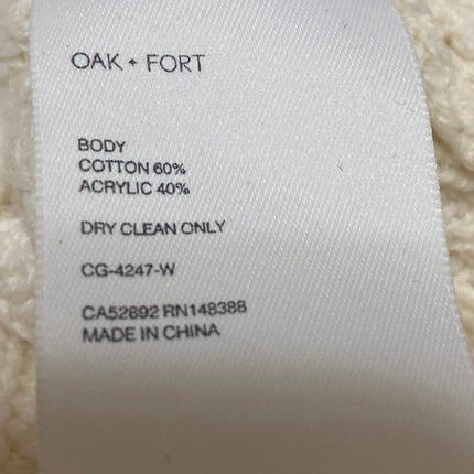 Oak + Fort Cream Rib Chunky Knit V-neck Long Sleeve Crop Cardigan Sweater Top M