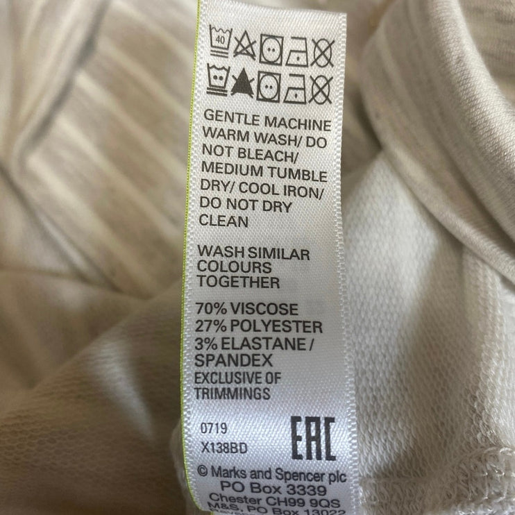 NEW Marks & Spencer Stripe Hooded Long Sleeve Casual Lounge Tee T-Shirt Top 18