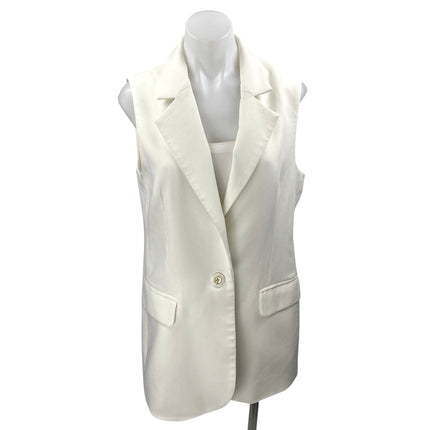 Joie Women's White Sleeveless One Button Notch Colalr Blazer Vest Jacket Size 6