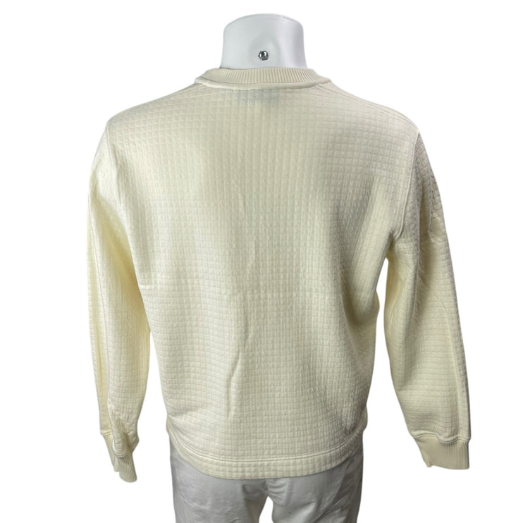 Murano Men's Cream Slim Fit Long Sleeve Crewneck Textured Sweater Top Size L