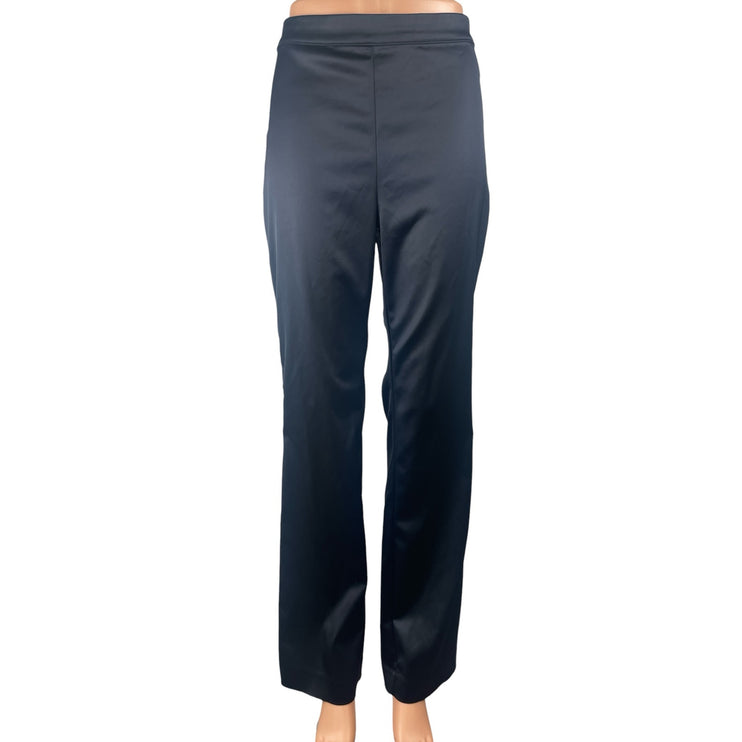 Aritzia Ten by Babaton Women's Black Satin Straight Leg Trousers Dress Pants 10