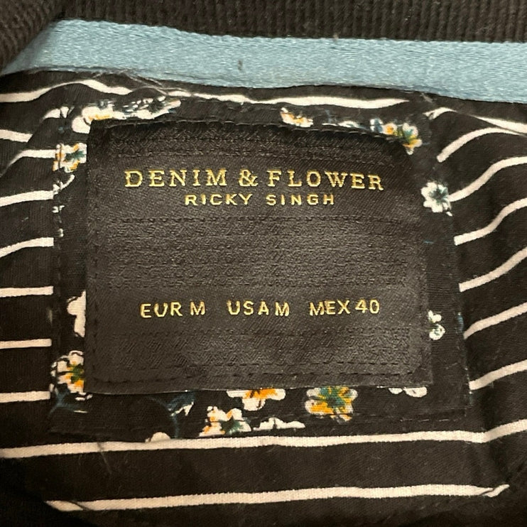 Denim & Flower Ricky Singh Men's Black Short Sleeve Collared Polo Shirt Top Sz M