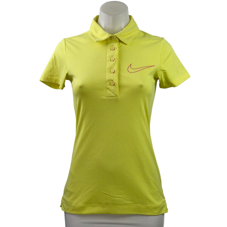 Nike Golf Women's Yellow Short Sleeve Tennis Athletic Polo Shirt Top Size XS