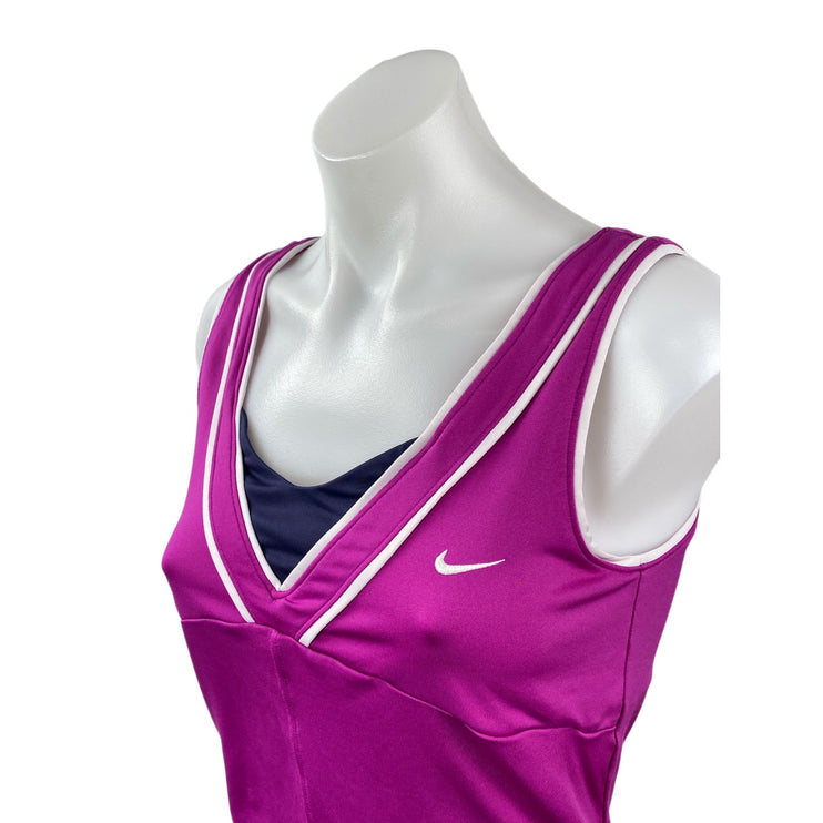 Nike Dri Fit Smash Classic Purple V Neck Yoga Workout Athletic Tank Top Size M